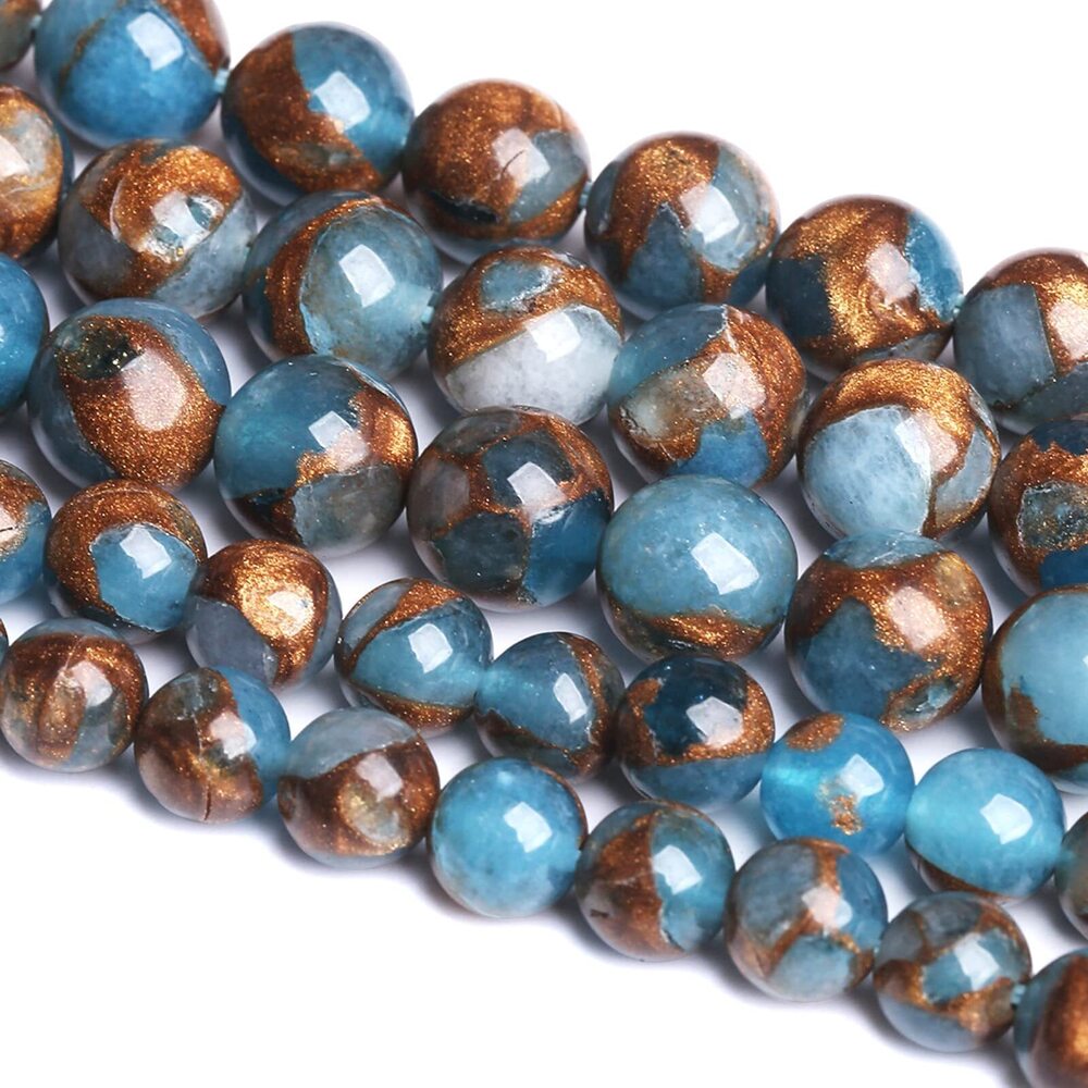1634 10MM 36PCS Lake Blue Cloisonne Craft Spacer Loose Beads for Jewelry